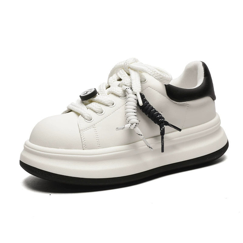 Women's casual and fashionable leather platform wedge heels for tall people, slim figures, simple and versatile slip-on shoes