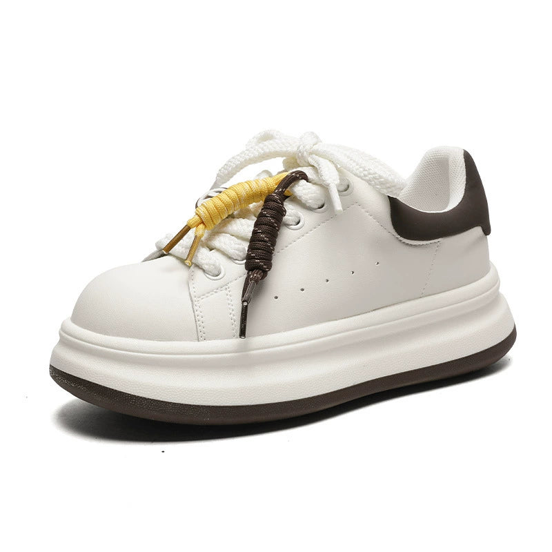 Women's casual and fashionable leather platform wedge heels for tall people, slim figures, simple and versatile slip-on shoes