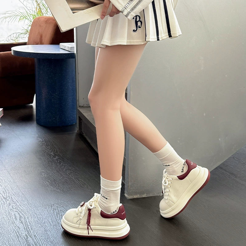 Women's casual and fashionable leather platform wedge heels for tall people, slim figures, simple and versatile slip-on shoes
