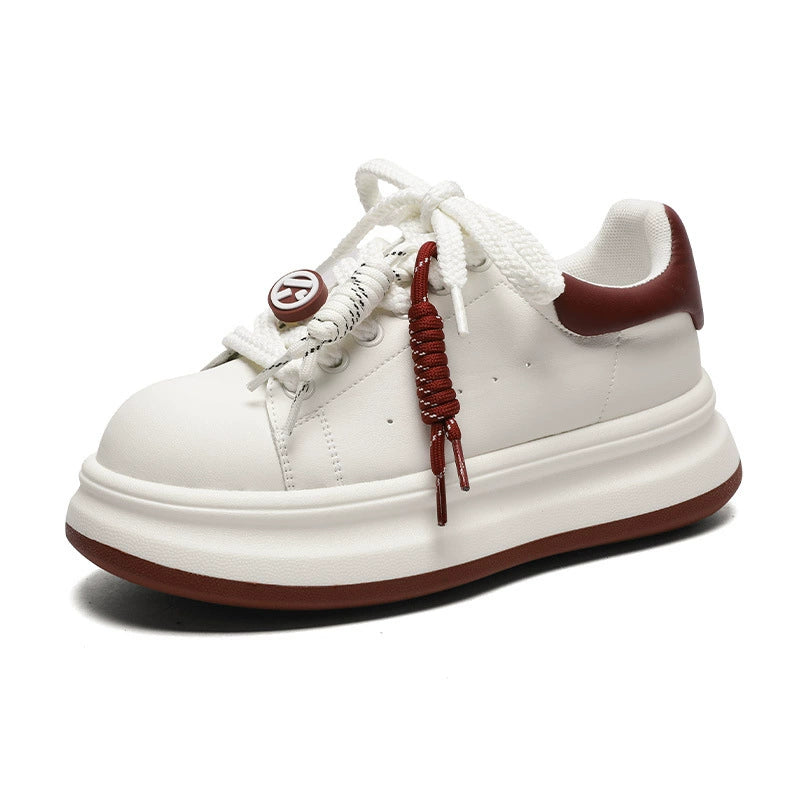 Women's casual and fashionable leather platform wedge heels for tall people, slim figures, simple and versatile slip-on shoes
